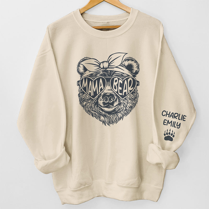 Le papa et la maman ours les plus cools - Sweat-shirt unisexe personnalisé avec motif sur la manche - Cadeau pour papa et maman