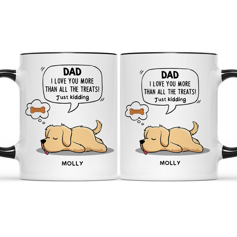 Je t'aime plus que toutes les friandises - Mug personnalisé pour chien - Fête des pères, cadeau pour les propriétaires d'animaux et les amoureux des animaux