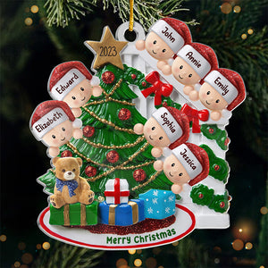 Le Père Noël arrive - Décoration personnalisée pour la famille - Acrylique en forme personnalisée - Cadeau de Noël pour les membres de la famille