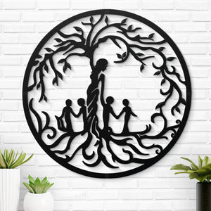 L'amour maternel - Décoration murale en métal personnalisée pour la famille - Cadeau pour les membres de la famille