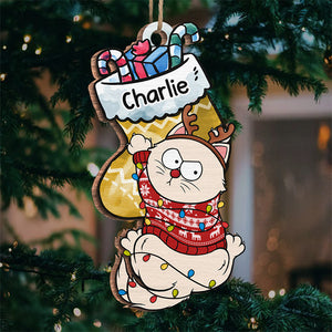 Un Noël idyllique avec une queue qui remue ! Décoration personnalisée en bois pour chat ! Cadeau de Noël pour les propriétaires et les amoureux des animaux.