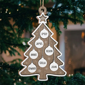 Soyez joyeux et lumineux - Ornement personnalisé pour la famille - En forme de sapin de Noël en bois - Cadeau de Noël pour les membres de la famille