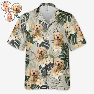 T-shirt hawaïen tropical unisexe personnalisé avec photo « Mélodie de l'été » pour chien et chat - Cadeau idéal pour les vacances d'été, les propriétaires d'animaux et les amoureux des animaux.