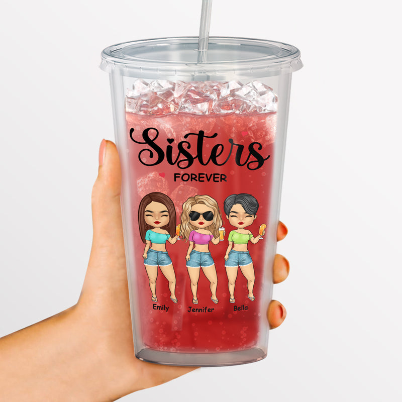 Amis jusqu'au bout - Gobelet en acrylique transparent personnalisé Bestie - Cadeau pour meilleures amies, meilleures amies, sœurs