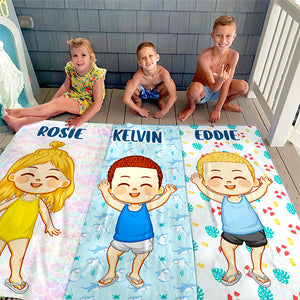 Salt Water Heals Everything - Family Personalized Custom Beach Towel - Summer Vacation Gift, Birthday Pool Party Gift For Family Members