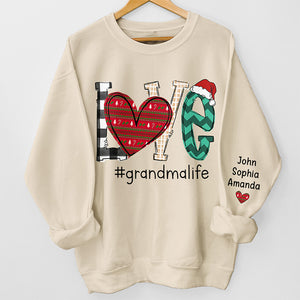 J'adore cette vie de grand-mère - Sweat-shirt unisexe personnalisé avec motif sur la manche - Cadeau de Noël pour maman et grand-mère