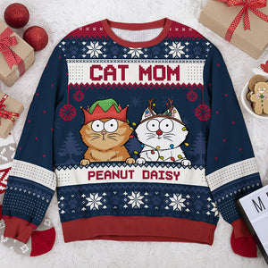 Fière d'être maman chat - Sweat-shirt personnalisé avec inscription « Chat » - Pull unisexe en laine - Cadeau de Noël pour les propriétaires et les amoureux des animaux