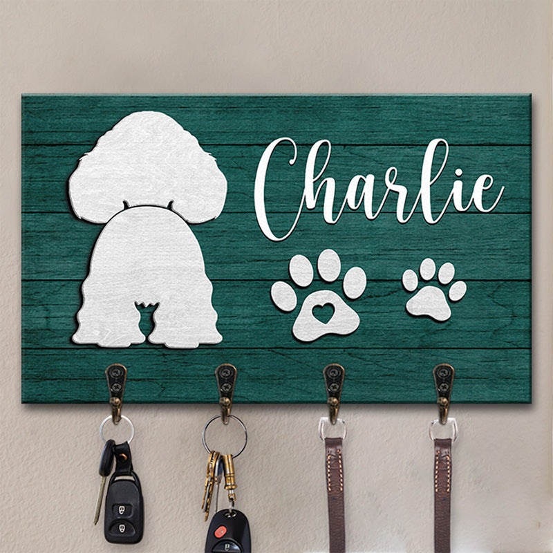 Aucune maison n'est complète sans les empreintes de pattes d'un chiot - Porte-clés rectangulaire personnalisé pour chien, porte-clés - Cadeau pour les propriétaires d'animaux et les amoureux des animaux