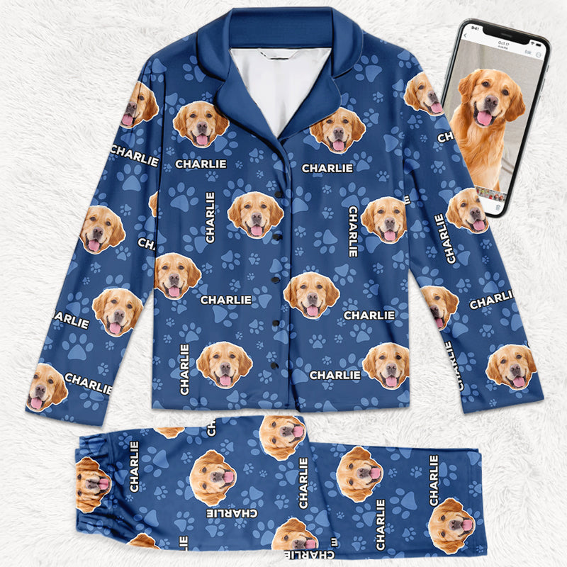 Pyjama personnalisé avec photo de chat : le monde est roi ! Pyjama personnalisé avec photo de visage pour chien et chat ! Cadeau de Noël pour les propriétaires et les amoureux des animaux.