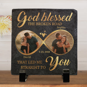 Photo personnalisée ensemble : un bel endroit où être - Ardoise carrée personnalisée pour couple - Cadeau pour mari et femme, anniversaire