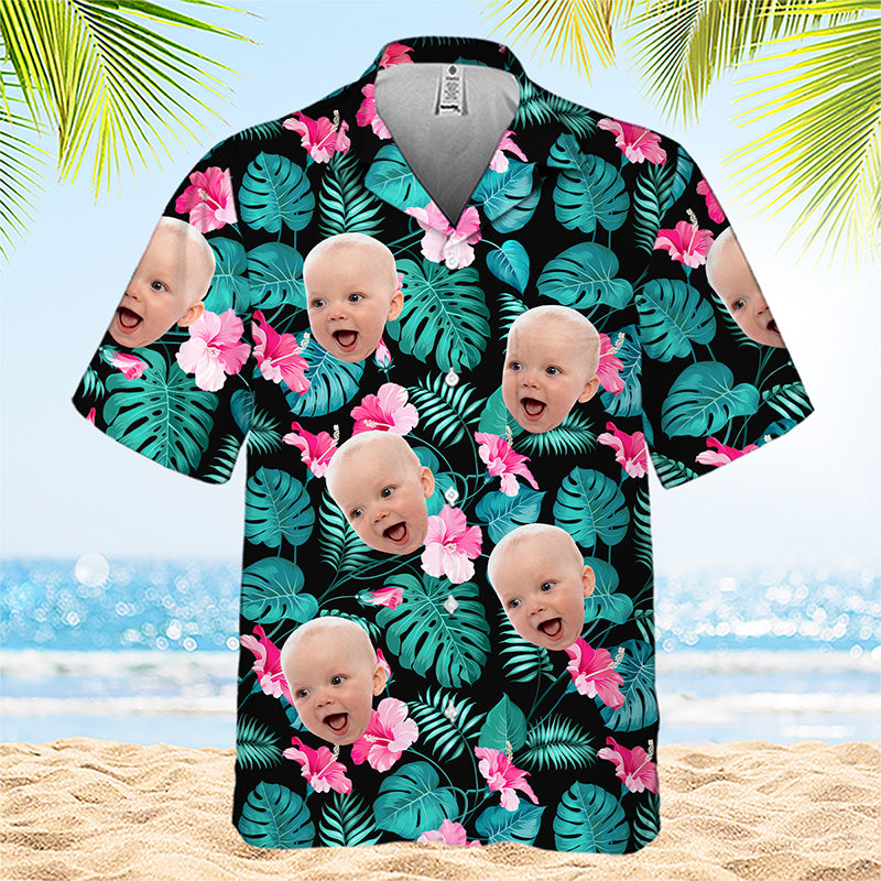 Photo personnalisée « Tu m'as eu à Aloha » - Chemise hawaïenne tropicale unisexe personnalisée pour la famille - Cadeau de vacances d'été, cadeau pour les membres de la famille