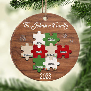 Life Is A Puzzle And We Are The Pieces - Family Personalized Custom Ornament - Wood Round Shaped - Christmas Gift For Family Members