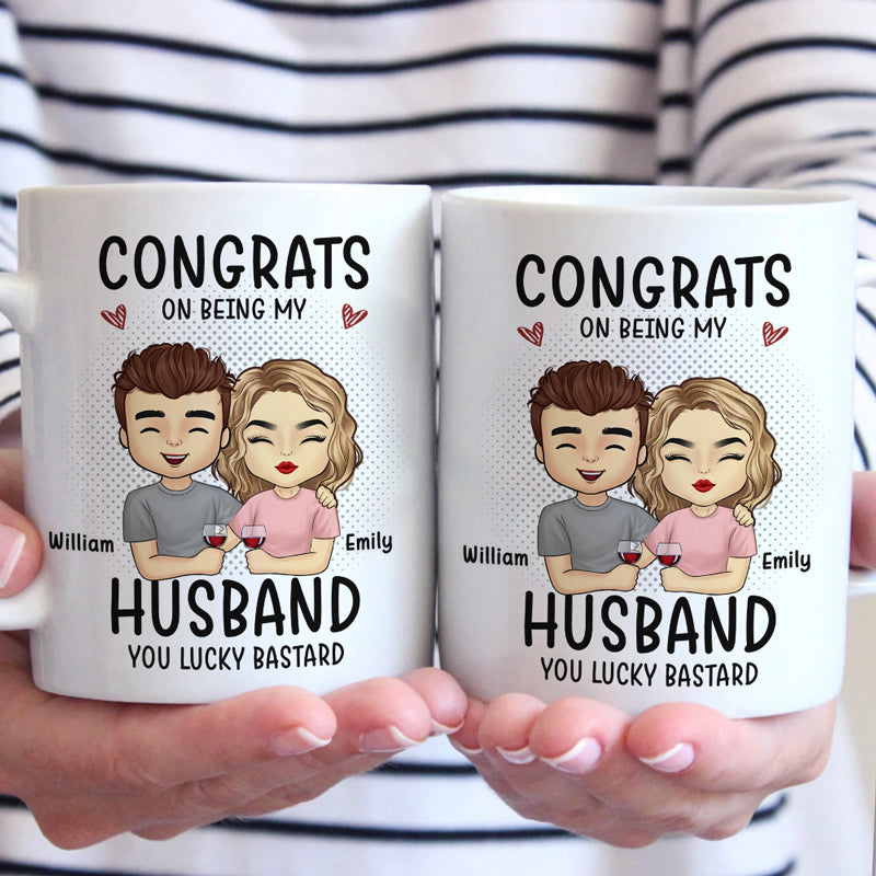 Félicitations pour être devenu mon petit ami ! Mug personnalisé pour couple ! Cadeau pour mari et femme, anniversaire