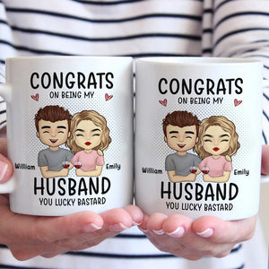 Félicitations pour être devenu mon petit ami ! Mug personnalisé pour couple ! Cadeau pour mari et femme, anniversaire