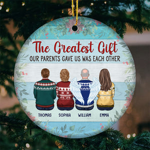 La famille est ma plus grande bénédiction terrestre - Ornement commémoratif personnalisé - Forme ronde en céramique - Cadeau de Noël, cadeau de condoléances pour les membres de la famille