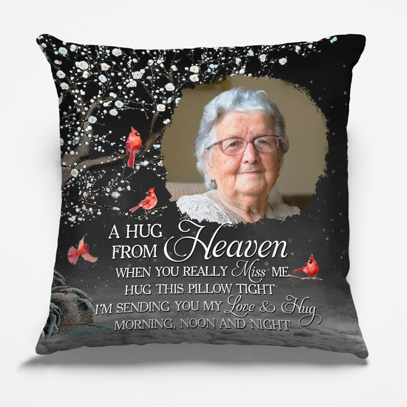 Photo personnalisée « Quand tu me manques, je suis toujours avec toi » - Coussin personnalisé commémoratif - Cadeau de Noël, cadeau de condoléances pour les membres de la famille