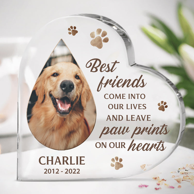 Plaque commémorative personnalisée en acrylique en forme de cœur avec photo « Meilleur ami » - Cadeau de condoléances, cadeau pour propriétaires d'animaux et amoureux des animaux