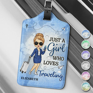 Une fille qui aime voyager - Étiquette de bagage personnalisée - Cadeau de vacances, cadeau pour les amoureux du voyage d'aventure