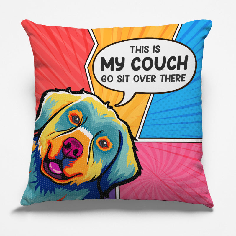 Voici notre canapé, asseyez-vous là-bas ! Coussin personnalisé pour chien et chat ! Cadeau pour les propriétaires d'animaux et les amoureux des animaux.
