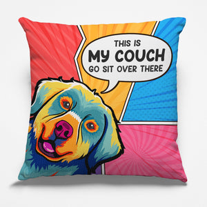 Voici notre canapé, asseyez-vous là-bas ! Coussin personnalisé pour chien et chat ! Cadeau pour les propriétaires d'animaux et les amoureux des animaux.