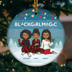 Bons moments et amis fous - Ornement personnalisé pour meilleure amie - Forme ronde en céramique - Cadeau de Noël pour meilleures amies, meilleures amies, sœurs