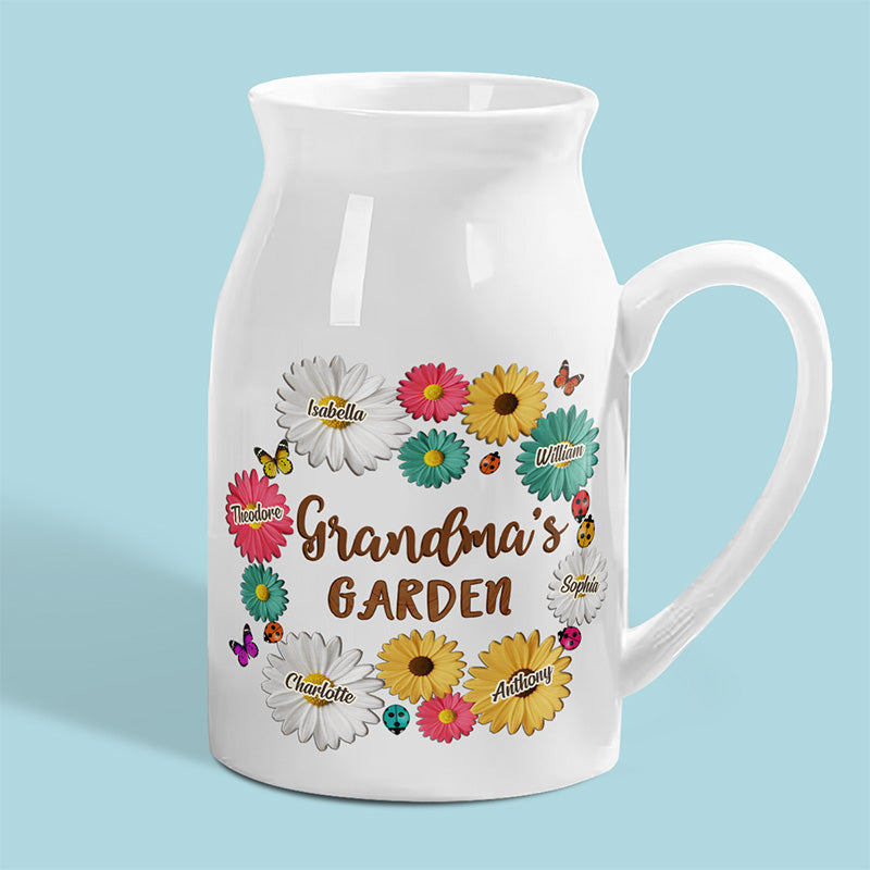 L'amour grandit dans le jardin de grand-mère - Vase à fleurs personnalisé pour la décoration intérieure familiale - Cadeau de pendaison de crémaillère pour maman et grand-mère