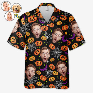 Custom Photo I Scream You Scream We All Scream - Family Personalized Custom Unisex Tropical Hawaiian Aloha Shirt - Halloween Gift For Family Members, Pet Owners, Pet Lovers