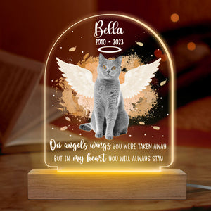 Photo personnalisée « Tu resteras toujours dans mon cœur » – Lampe LED 3D personnalisée en forme de mémorial – Cadeau de condoléances, cadeau pour les propriétaires d'animaux et les amoureux des animaux