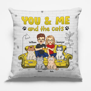 You Me And The Lovely Cats - Cat Personalized Custom Pillow - Christmas Gift For Husband Wife, Pet Owners, Pet Lovers