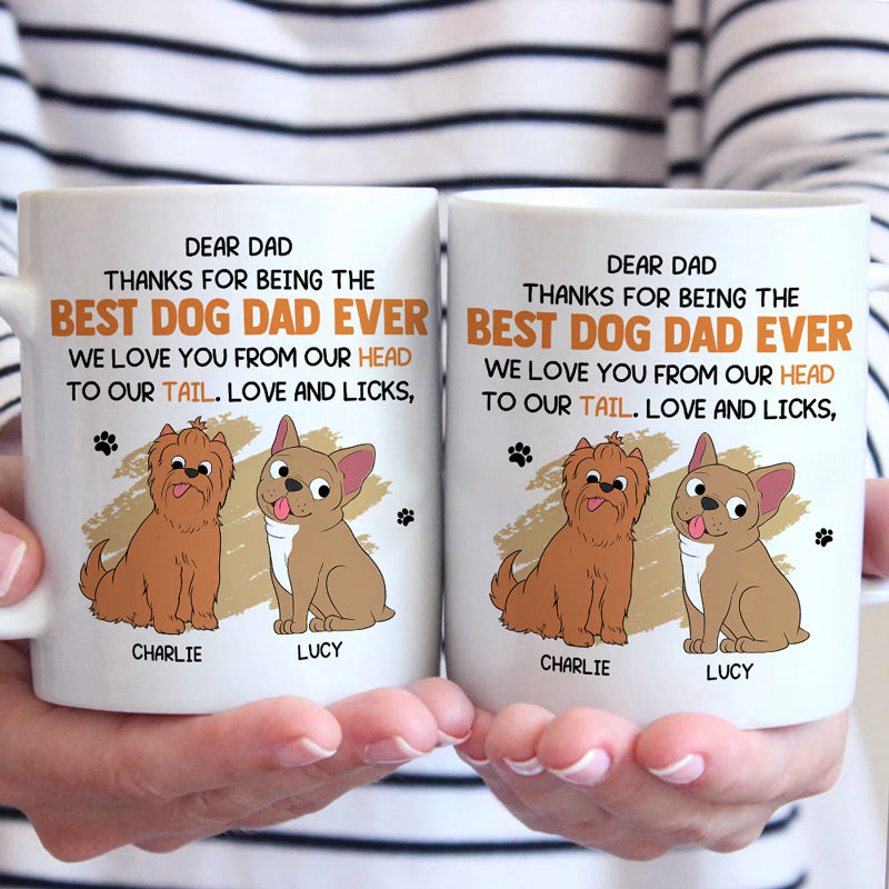 Je t'aime de la tête aux pieds - Mug personnalisé pour chien - Fête des pères, cadeau pour les propriétaires d'animaux et les amoureux des animaux