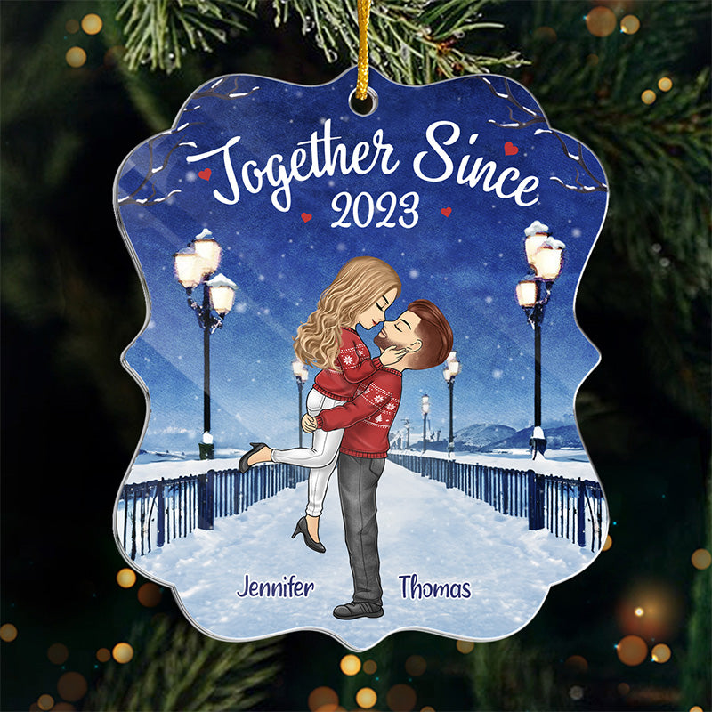 7 Billion Smiles And Yours Is My Favorite - Couple Personalized Custom Ornament - Acrylic Custom Shaped - Christmas Gift For Husband Wife, Anniversary