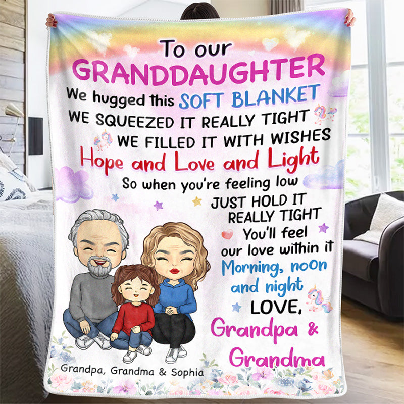 When You're Feeling Low Just Hold It - Family Personalized Custom Blanket - Gift From Grandma, Grandpa