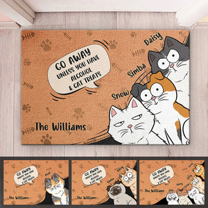 Partez sans avoir de vin et de friandises pour chat ! Tapis décoratif personnalisé pour chat ! Cadeau pour propriétaires et amoureux des animaux.