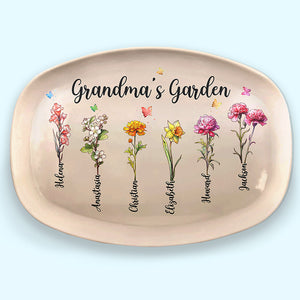Le joli jardin de grand-mère - Plateau personnalisé pour la famille - Cadeau pour grand-mère