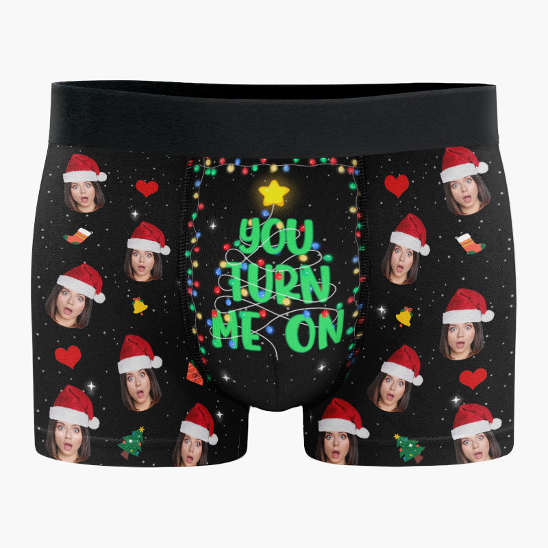 Photo personnalisée « Tu m'excites » - Boxer personnalisé humoristique, boxer pour homme - Cadeau de Noël pour petit ami, mari, anniversaire
