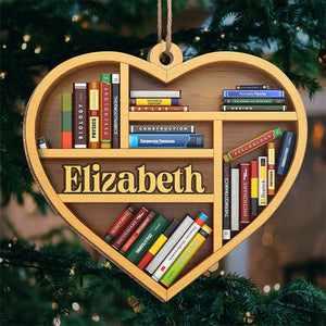 C'est une bonne journée pour lire - Ornement personnalisé en forme de cœur en bois - Cadeau de Noël pour les amoureux des livres