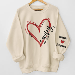 Mon partenaire, mon amour, ma femme - Sweat-shirt unisexe personnalisé avec motif sur la manche - Cadeau pour mari, femme, anniversaire