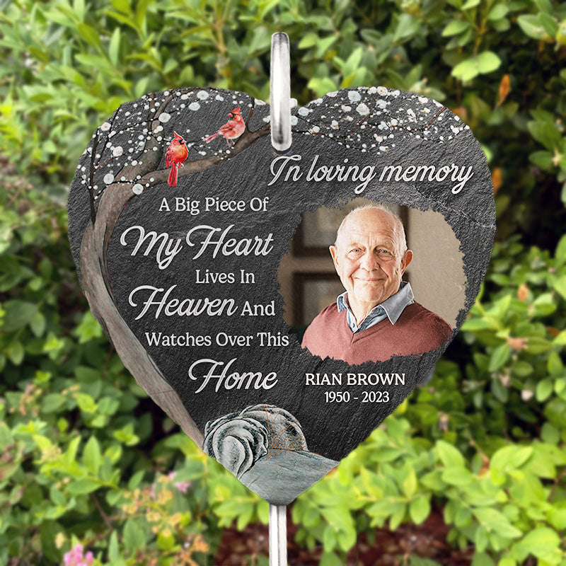 Photo personnalisée Pas un jour ne passe sans que vous ne nous manquiez - Mémorial personnalisé en forme de cœur, ardoise de jardin et crochet - Cadeau de condoléances pour les membres de la famille