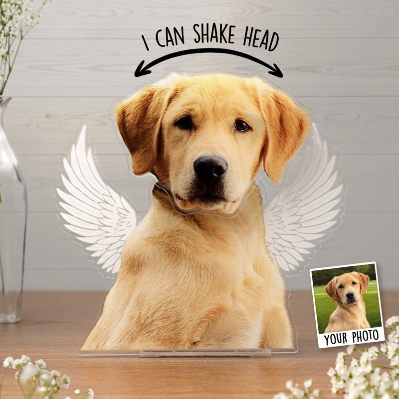 Photo personnalisée disparue mais jamais oubliée - Statuette commémorative personnalisée avec tête secouée - Téléchargez une photo, cadeau de condoléances pour les propriétaires d'animaux et les amoureux des animaux