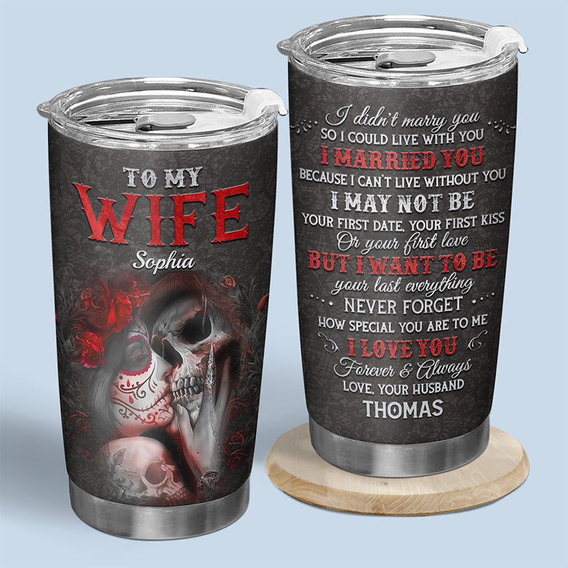 Je t'aime pour toujours et à jamais - Verre personnalisé pour couple - Cadeau d'Halloween pour mari et femme, anniversaire