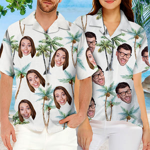 T-shirt hawaïen tropical unisexe personnalisé avec photo « Seek To Sea More » - Cadeau de vacances d'été, cadeau pour mari et femme