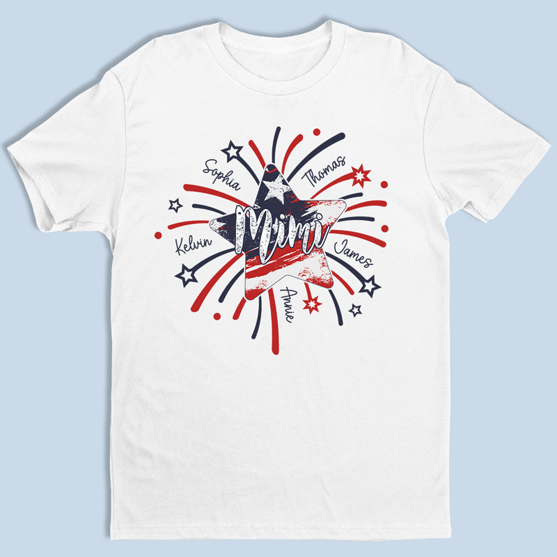 Joyeux 4 juillet à notre Mimi - T-shirt, sweat à capuche, sweat-shirt unisexe personnalisé pour la famille - 4 juillet, cadeau d'anniversaire pour grand-mère