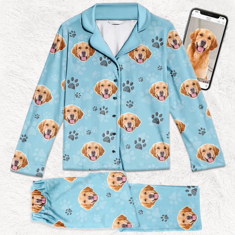 Pyjama personnalisé avec photo « Mon chien me trouve cool » - Cadeau de Noël pour les propriétaires et les amoureux des animaux