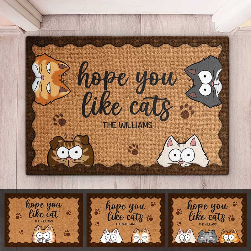 J'espère que vous aimez le chat - Tapis décoratif personnalisé pour chat - Cadeau pour les propriétaires d'animaux et les amoureux des animaux