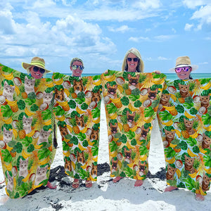 Serviette de plage personnalisée avec photo « Heure sur l'île » - Cadeau pour les vacances d'été, les anniversaires et les fêtes à la piscine, pour les propriétaires et les amoureux des animaux