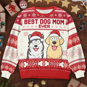 J'adore être maman d'un chien - Sweat-shirt moche personnalisé pour chien - Pull en laine unisexe - Cadeau de Noël pour les propriétaires et les amoureux des animaux