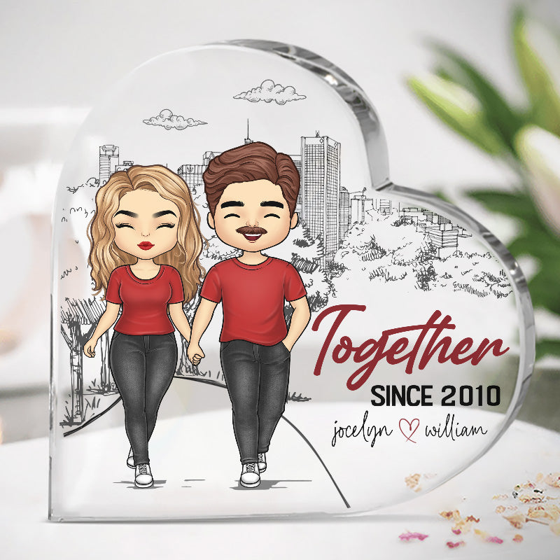 Heureux ensemble depuis - Plaque acrylique personnalisée en forme de cœur pour couple - Cadeau pour mari et femme, anniversaire