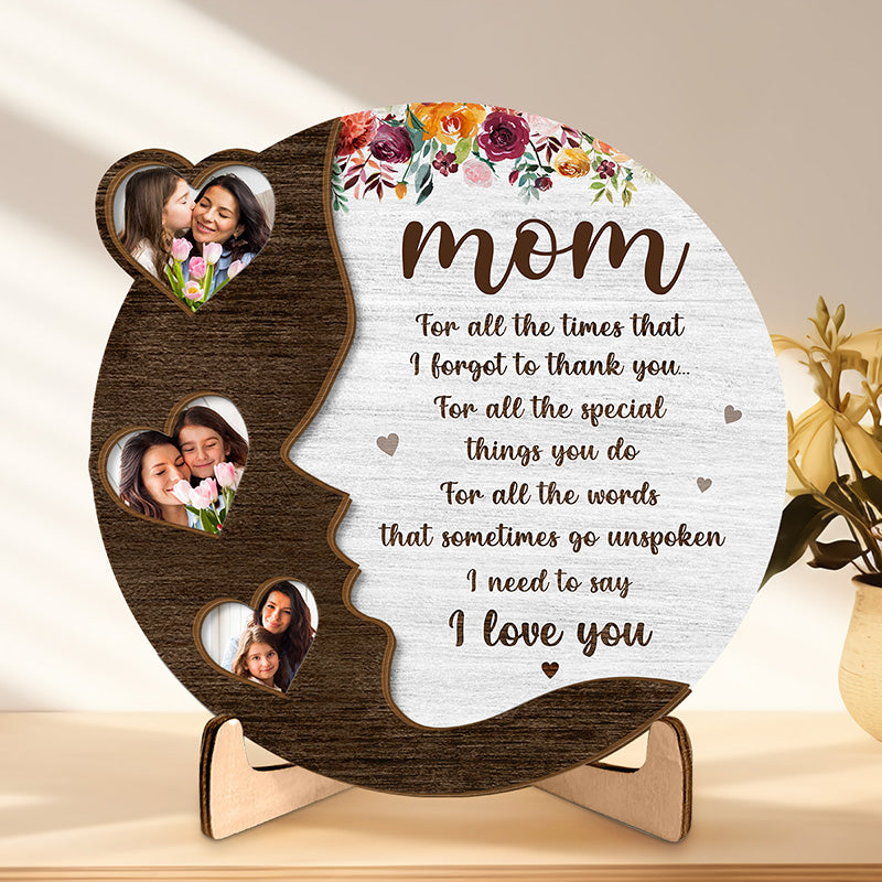 Photo personnalisée pour toutes vos actions spéciales - Plaque en bois personnalisée à 2 couches avec support - Cadeau de pendaison de crémaillère pour maman et grand-mère
