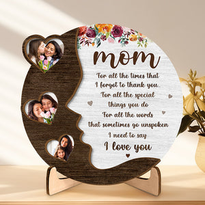 Photo personnalisée pour toutes vos actions spéciales - Plaque en bois personnalisée à 2 couches avec support - Cadeau de pendaison de crémaillère pour maman et grand-mère