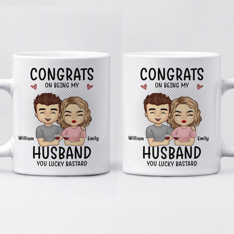 Félicitations pour être devenu mon petit ami ! Mug personnalisé pour couple ! Cadeau pour mari et femme, anniversaire